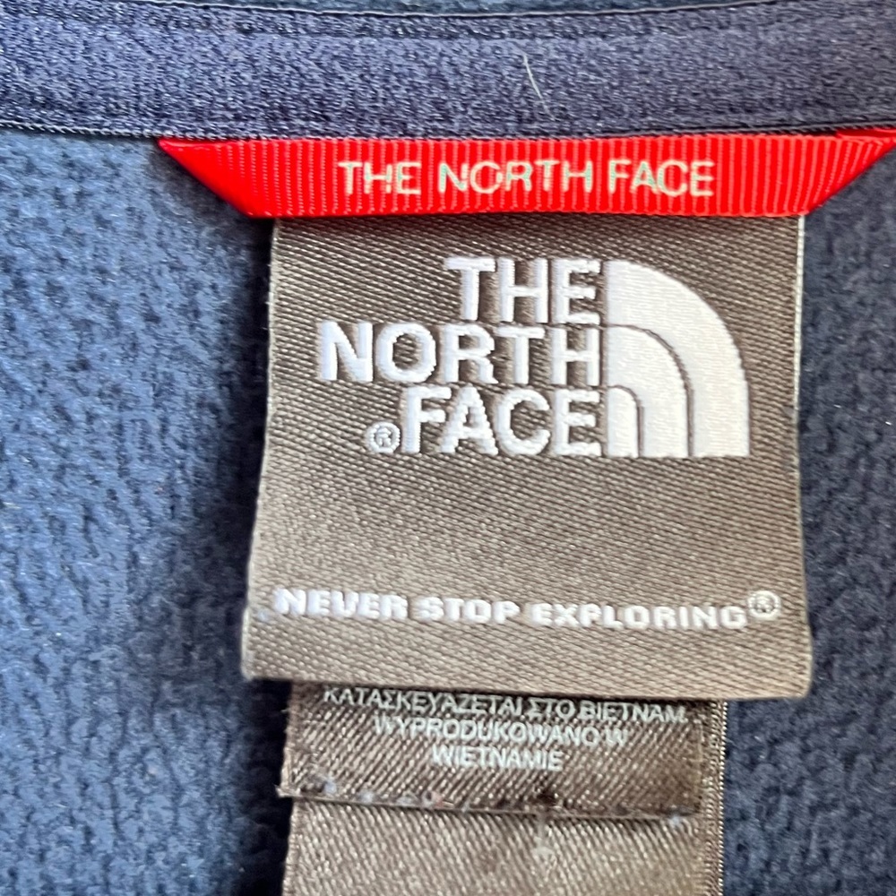 THE NORTH FACE Navy Blue Quarter-Zip Long Sleeve Pullover Fleece Men’s Medium - Picture 6 of 8